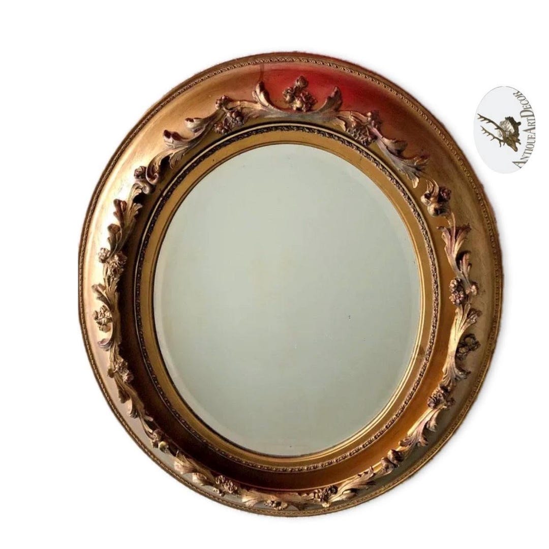 Curated visual reference: Picture Idea: Oval Wall Mirror Gilded Ornate Bathroom Accents Vintage Home Office