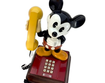 Vintage Mikey Mouse Telephone Red Gift Touchtone Rare Walt Disney Vintage Mikey Mouse Telephone Red Gift Touchtone Rare Walt Disney