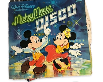 Vintage Vinyl Records Mickey Mouse Disco & Greatest Hits of Walt Disney, Old Record Player Tunes, Birthday Gifts, Collectibles