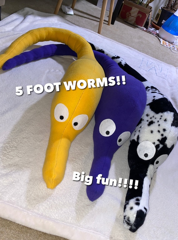 giant worm on a string plush