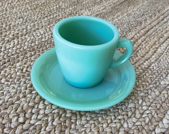 Set of 6 Vintage Jadeite Teacup and Saucer - Original Vintage Jadite Tea Cups and Saucers