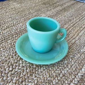 Set of 6 Vintage Jadeite Teacup and Saucer - Original Vintage Jadite Tea Cups and Saucers