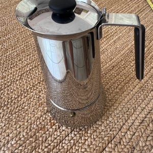 Cuisinière SIESTA 8 tasses Cafetière GB Guido Bergna Moka Coffee Acier inoxydable 18/10 Espresso années 80 fabriqué en Italie