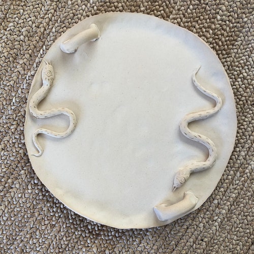 Snake Ceramic Tray with Handles | Collaboration with Burnt Thistle Ceramics | Matte shops Sandy Clay | 12'' Tray