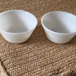 Set of 2 White Federal Glass 7 inch Small Mixing Bowls - Sold as a Set of 2 - Milk Glass Bowl Set - Vintage Heat Proof Federal Glass Bowls