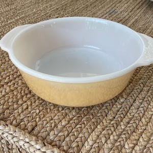 Anchor Hocking Fire King Luster Ware Glass Casserole, Lusterware 1.5 Qt Bowl, Peach Lustre Baking Dish Pie Dish, Iridescent Orange