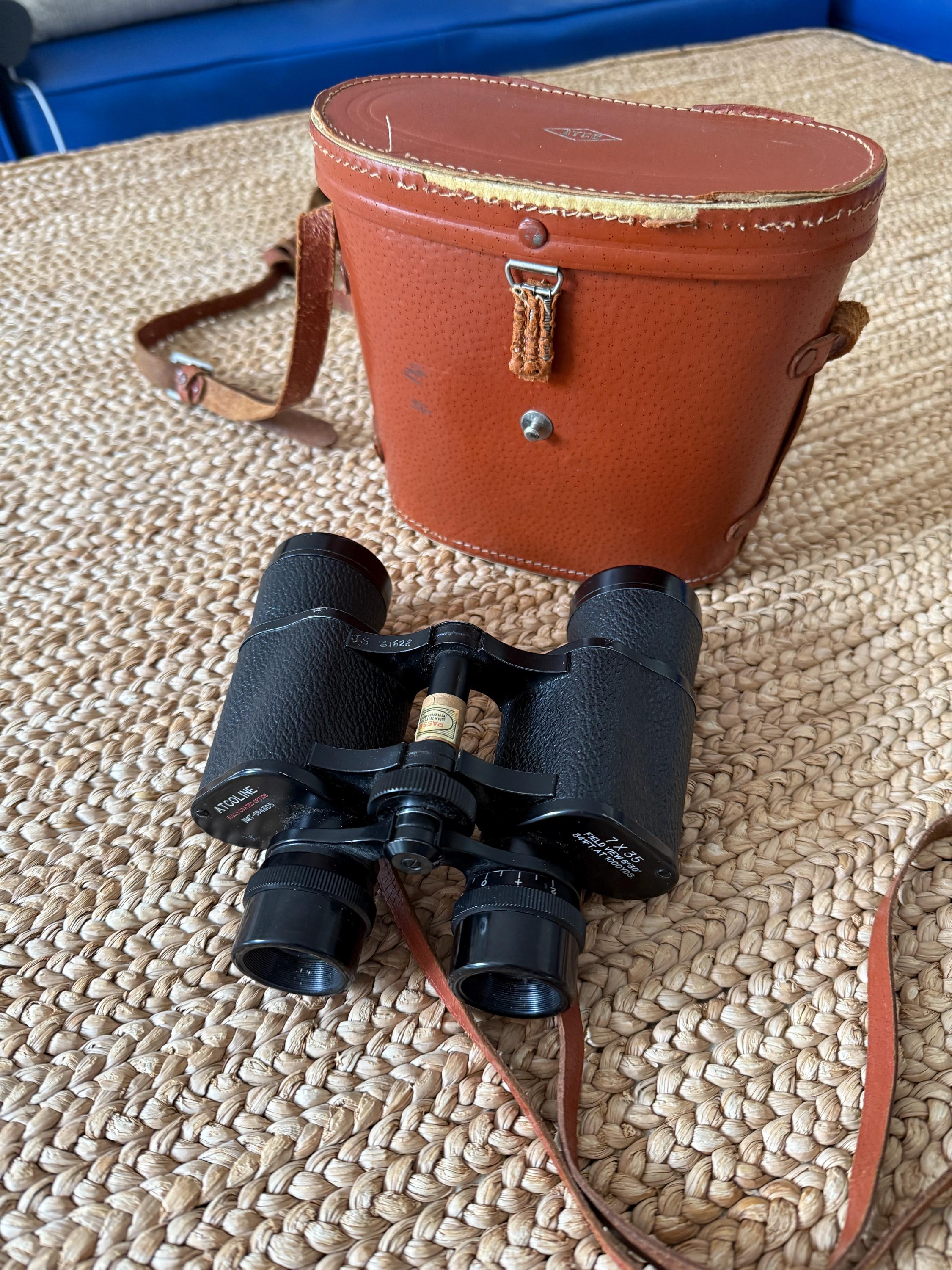 Vintage 70s Japan ATCO LINE Binoculars With Original Carrying Case