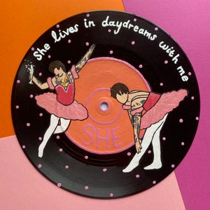 HS BALLERINA 7” Hand Painted Vinyl Record Wall Fine Line Art | Home Decor Merch Custom Concert Ticket Gift Personalised Album