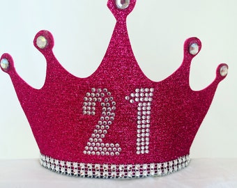 Rhinestone birthday crown, Custom birthday crown, Personalized birthday crown, 21st birthday crown, Dirty thirty birthday crown