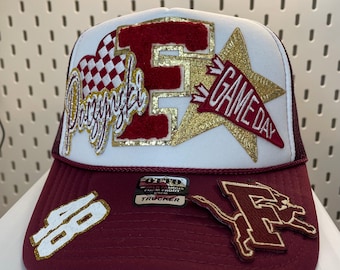 Football mom Trucker Hat custom patches
