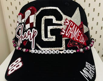 Lacrosse mom hat, Trucker hat, Cheer hat, custom trucker hat