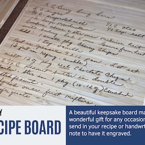 Recipe Cutting Board, Personalized Cutting Board, Handwriting Cutting Board, Cutting Boards with Engraved Recipe
