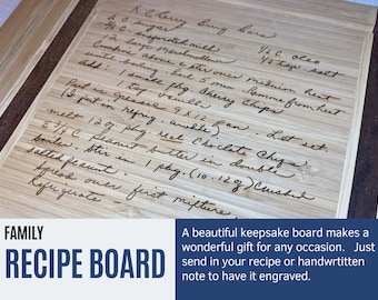 Rezept-Schneidebrett, personalisiertes Schneidebrett, Schneidebrett für Handschrift, Schneidebretter mit eingraviertem Rezept