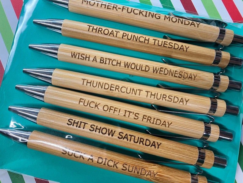 Snarky Daily Pen Set Christmas Gift White Elephant Gift image 1