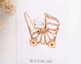 Postcard Greeting Card Birth Baby Shower Baby | HELLO LITTLE BABY