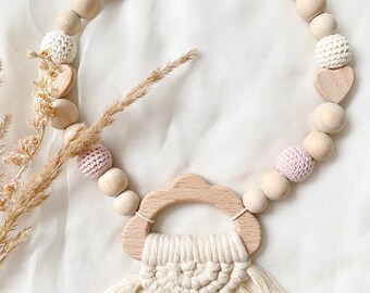 Stroller chain crocheted wooden beads "cloud"