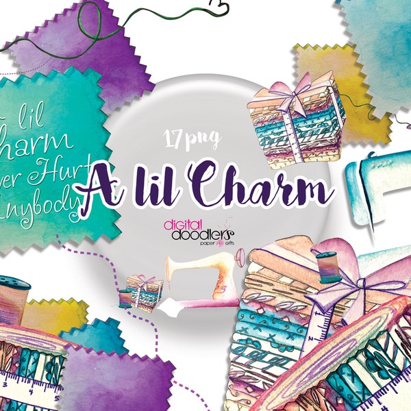 Fashion Designer, Sewing and Quilting Fat Quarter Precut Digital Art, Fabric Lover Clipart, Digital Charm Packs and Jelly Roll PNG