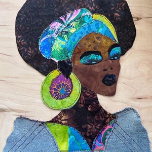 Nyah Applique Patchwork Pattern: Afro Queen Fabric Art (PDF Pattern)