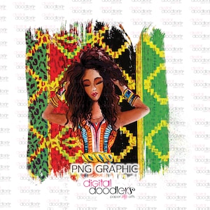 Reggae Girl Brush Stroke PNG: Rasta Juneteenth Clipart (Digital Download)