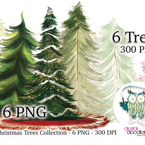 Painted Christmas Tree Illustrations, Christmas Tree Clipart, Watercolor Xmas Tree, Hunter Green Evergreen Tree PNG, Outdoors Clipart