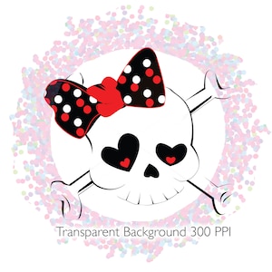 Girly Skull and Crossbones SVG, Scalable Vector Graphic, Personal or Commercial Use, Skulls with Bows, Bow SVG, PNG, Heart Graphics