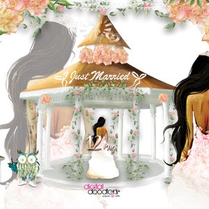 Clip art de acuarela de novia negra, descarga digital de melanina, gráficos de boda PNG transparentes, gráficos originales pintados a mano,