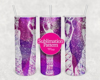 Purple Fashion Girl 20 0z Skinny Tumbler, Bright Kente Sublimation Pattern Design, Downloads, Tumbler Designs, Purple Tumbler, Digital Paper