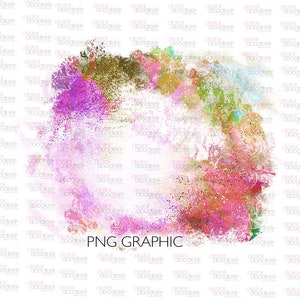 May include: Abstract digital art with a pink, gold, and green watercolour effect. The background is white with the text "PNG GRAPHIC" in the centre.