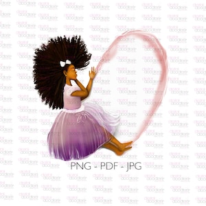 Watercolor Little Girl PNG: Heart Illustration, Sublimation Graphic (Digital Download)