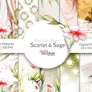 Rustic and Vintage Digital Paper Designs, Scrapbooking Paper Designs, Printable, Pastel Summer, Spring and Floral Paper