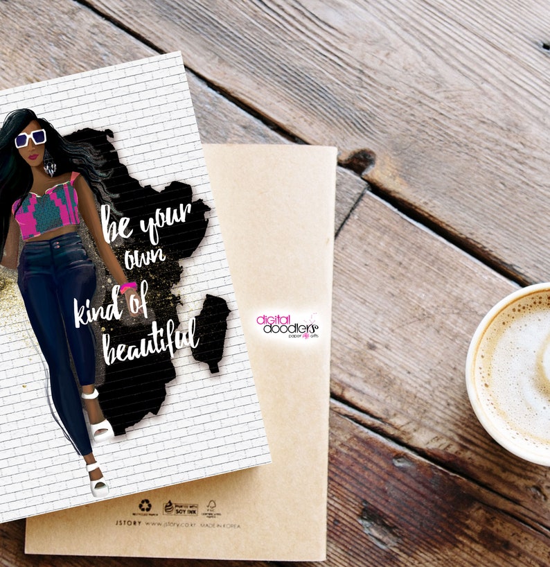 Printable Wall Art Be Your Own Kind of Beautiful Illustration JPG African Princess Clipart PNG Watercolor Painting Black Girl Magic