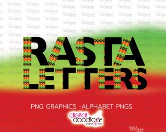 Reggae Rasta Letter Clipart, Kente Inspired Sublimation, Image Transfer, Juneteenth, Rasta Inspired Digital Background, Reggae Colors