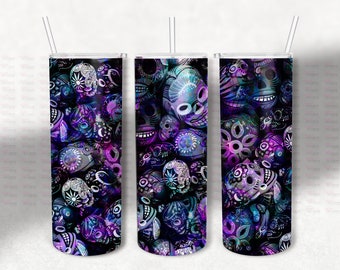 Dark Graffiti Skull Tumbler, 20 0z skinny tumbler designs,  Digital Sublimation Transfer, Abstract Backgrounds, Halloween Tumbler Wrap