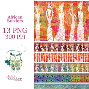 African Kente Borders: Bright Washi Tape Strips (Digital Download)