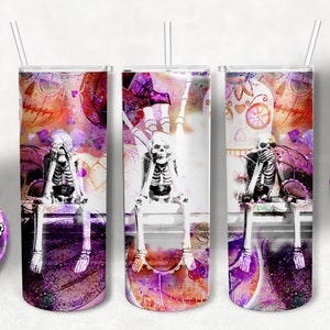 20 0z dünne Becher Designs, Skeletons Tumbler, Digital Sublimation Transfer, Amigos, Bros, Friends Halloween Tumbler Wrap, Ombre Papier