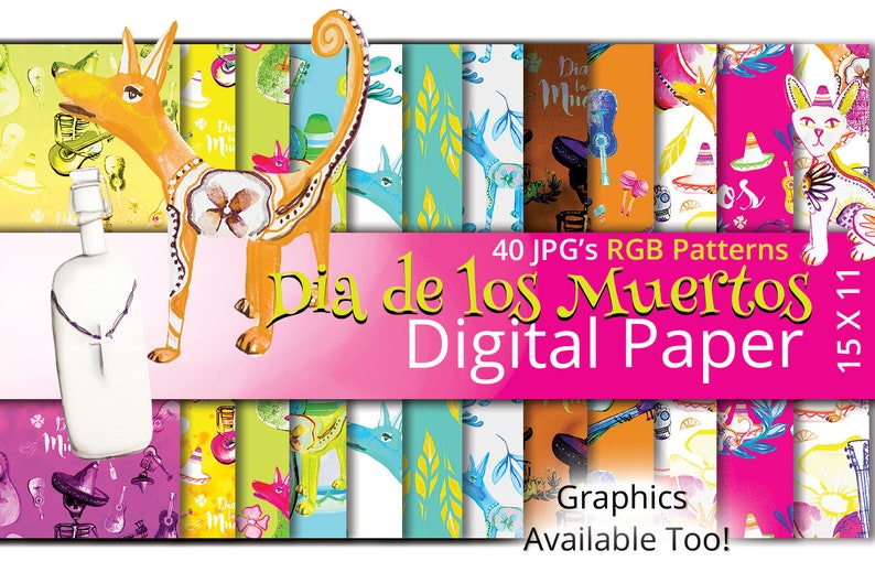 Dia De Los Muertos Digital Paper Day of the Dead Halloween Etsy