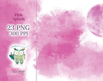 Gráficos de acuarela rosa: superposiciones PNG para Photoshop (descarga digital)