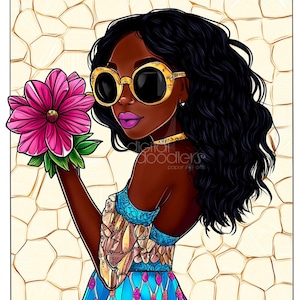 7 African American Summer Girl clipart, schattige hoge kwaliteit jpg's, geïllustreerde vrouwen, commerciële licentie, digitale download, mode-graphics