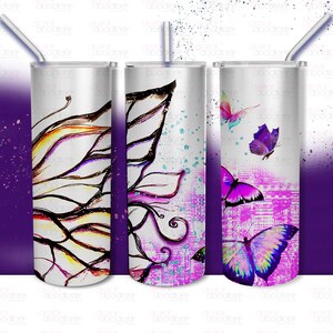Butterfly Tumbler Wrap: Abstract Watercolor Design (PNG)