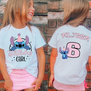 Custom Stitch Birthday Girl Shirt Personalized Stitch Birthday Shirt Stitch Birthday Girl Shirt Cute Birthday Shirt Toddler Disney Character