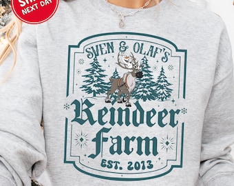 Sven & Olaf's Reindeer Farm Sweatshirt Disney Christmas Party Sweatshirt Xmas Olaf And Sven Disney Besties Matching Sweatshirts