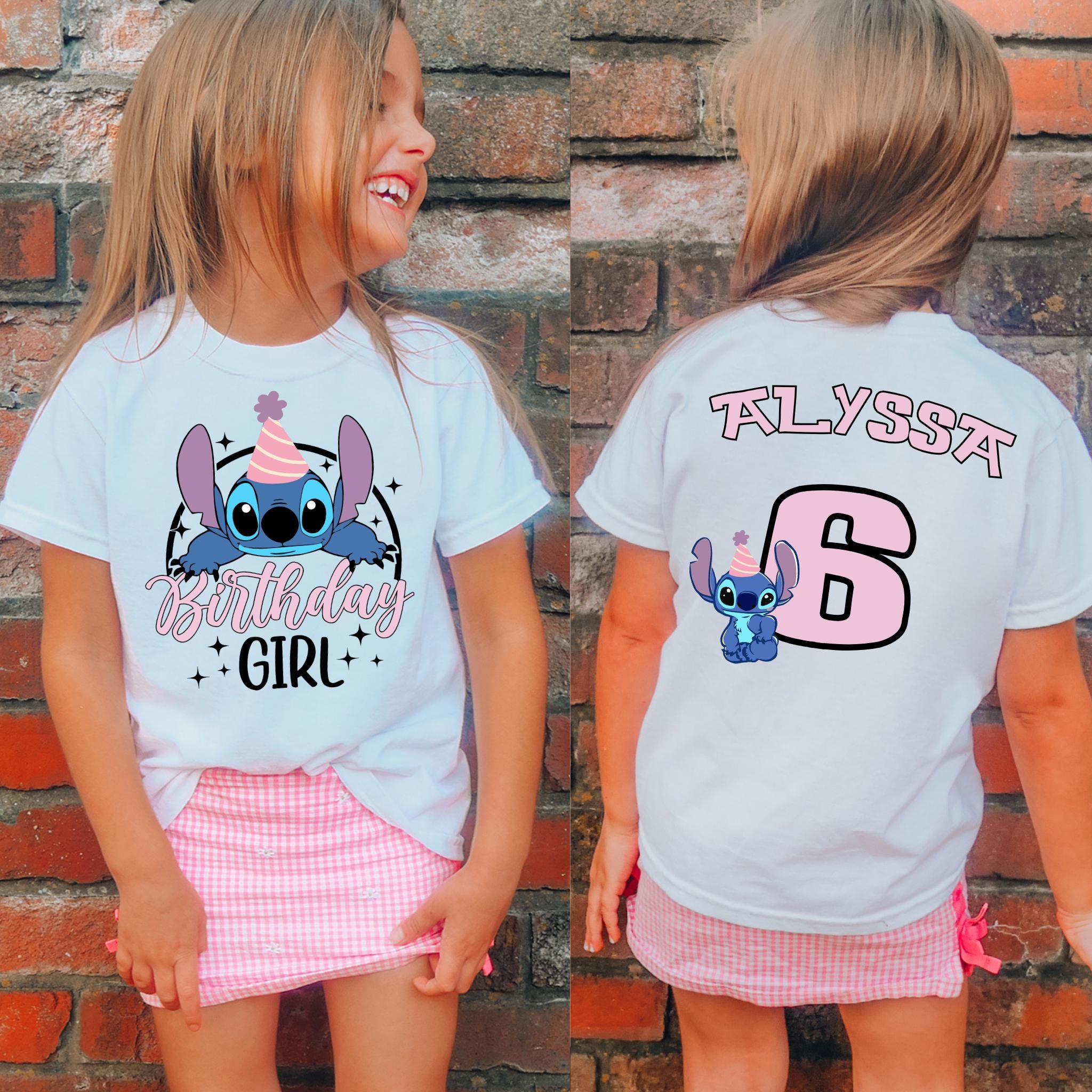 Custom Stitch Birthday Girl Shirt Personalized Stitch Birthday Shirt Stitch Birthday Girl Shirt Cute Birthday Shirt Toddler Disney Character