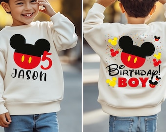 Sudadera personalizada de Mickey para niño, sudadera de cumpleaños de Disney, sudadera de cumpleaños para niños, regalo de cumpleaños de Disney, camiseta para niño, regalo para él.