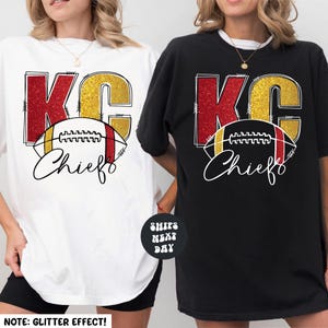 KC Chiefs Shirt KC Chiefs Kansas City Football Sweatshirt Football Fan Gift Chiefs Sweatshirt Cute Glitter Effect Football Shirt For Women