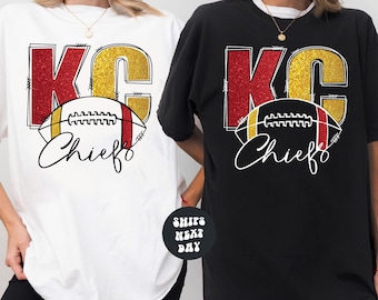 KC Chiefs Shirt KC Chiefs Kansas City Football Sweatshirt Football Fan Gift Chiefs Sweatshirt Cute Glitter Effect Football Shirt For Women