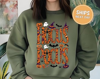 Hocus Pocus Halloween Sweatshirt Spooky Ghost Pumpkin Halloween Sweatshirt Retro Fall Sweatshirt Gift For Her Fall Pumpkin Sweatshirts