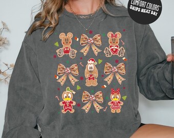 Disney Christmas Bakery Shirt Comfort Colors Coquette Snacks Shirts Mickey Minnie Christmas Long Sleeve Xmas Family Disney Trip Shirt