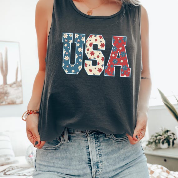 USA 4th of July Tank Top Oversized 4th Of July Tank Top July 4th Tank Top Patriotic Tank Top Womens Graphic Tees Women's 4th of July Tanks