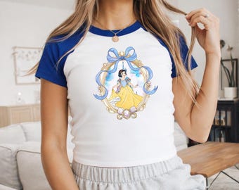 Snow White Coquette Bow Ragnar Baby Tee Disney Princess Long Sleeve Baby Tee Disney Princess Baby Tee Magic Kingdom Cropped Tank