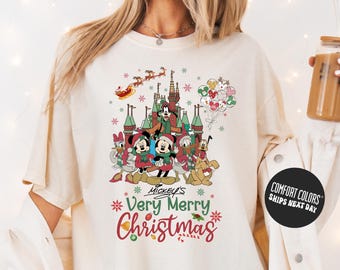 Disney Christmas Castle Shirt Comfort Colors Disney Very Merry Christmas Castle Long Sleeve Mickey's Very Merry Christmas Party 2026 Tee